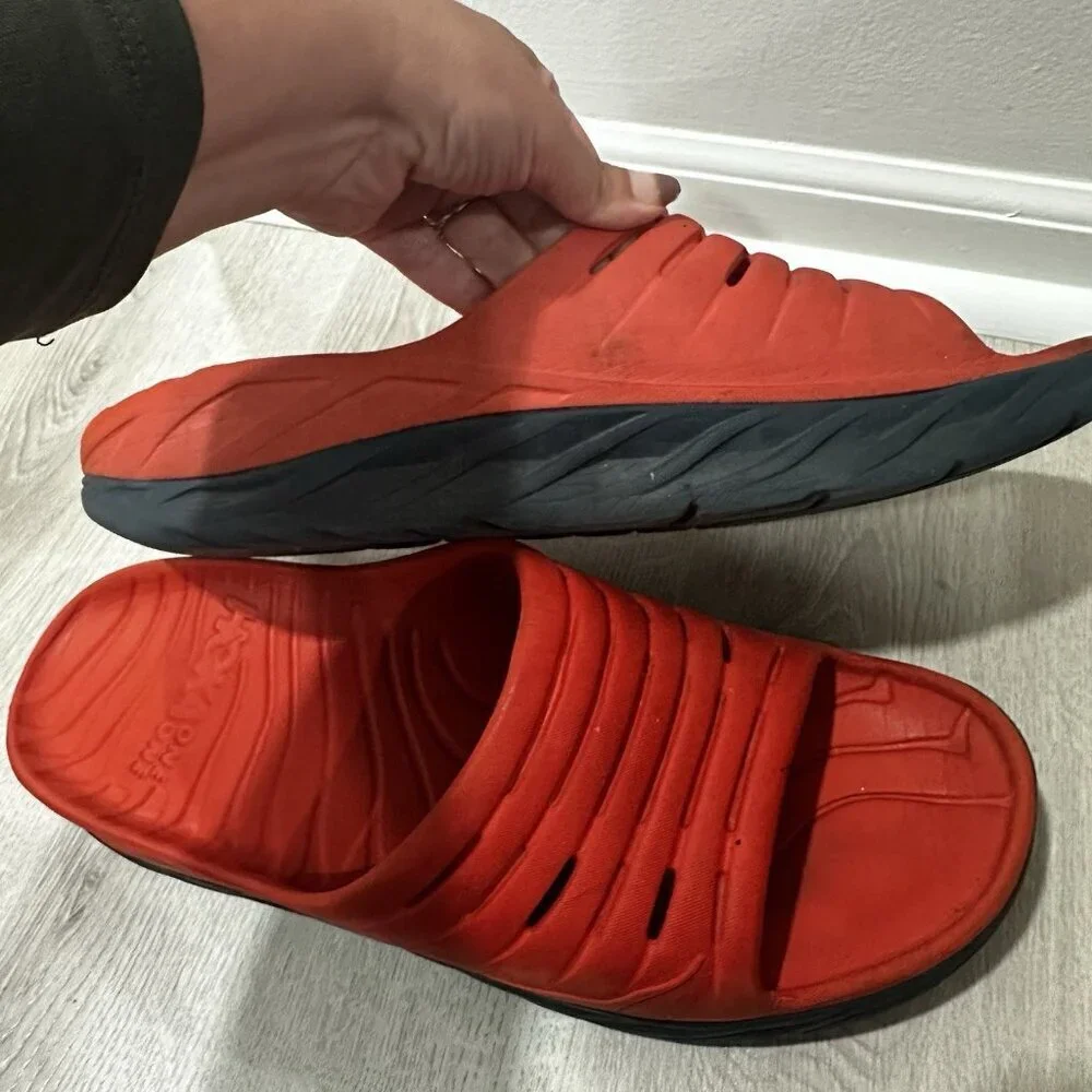 Hoka One Ora Recovery Orange Red Slide Sandals Mens 14 Blue Beach Summer‎ Water